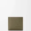 Cartera doble para monedas en piel de becerro satinada verde caqui Cartera doble para monedas en piel de becerro satinada verde caqui