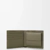 Cartera doble para monedas en piel de becerro satinada verde caqui Cartera doble para monedas en piel de becerro satinada verde caqui