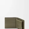 Cartera doble para monedas en piel de becerro satinada verde caqui Cartera doble para monedas en piel de becerro satinada verde caqui