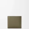 Cartera doble para monedas en piel de becerro satinada verde caqui Cartera doble para monedas en piel de becerro satinada verde caqui