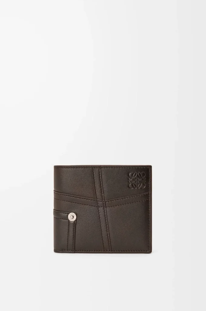 Cartera Panta con doble pliegue en piel de becerro brillante Vintage Brown Cartera Panta con doble pliegue en piel de becerro brillante Vintage Brown