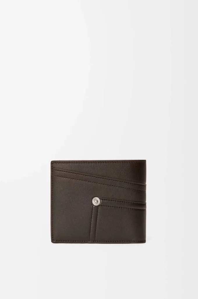 Cartera Panta con doble pliegue en piel de becerro brillante Vintage Brown Cartera Panta con doble pliegue en piel de becerro brillante Vintage Brown