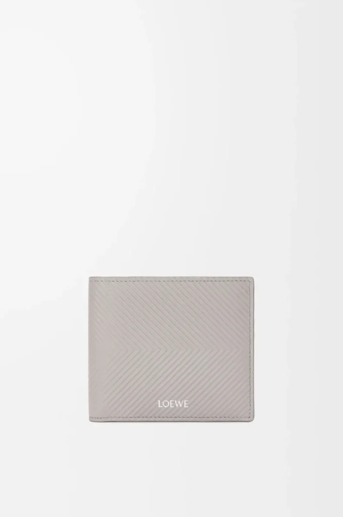 Cartera plegable en piel de becerro clásica texturizada Shell Grey Cartera plegable en piel de becerro clásica texturizada Shell Grey