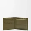 Cartera plegable para monedas en piel de becerro clásica texturizada Dark Khaki Cartera plegable para monedas en piel de becerro clásica texturizada Dark Khaki