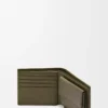 Cartera plegable para monedas en piel de becerro clásica texturizada Dark Khaki Cartera plegable para monedas en piel de becerro clásica texturizada Dark Khaki