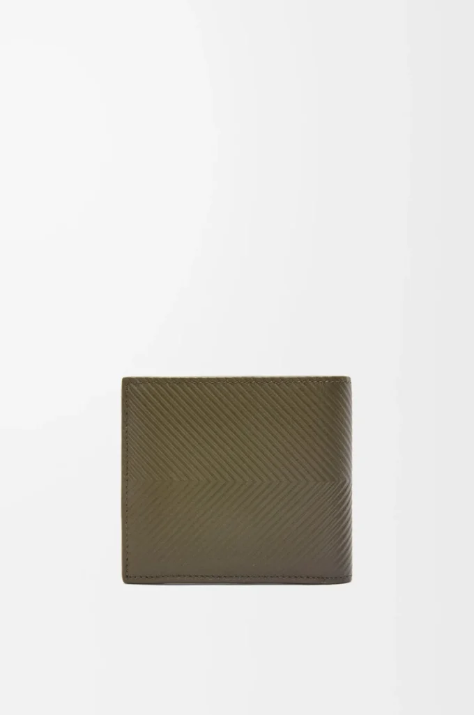 Cartera plegable para monedas en piel de becerro clásica texturizada Dark Khaki Cartera plegable para monedas en piel de becerro clásica texturizada Dark Khaki