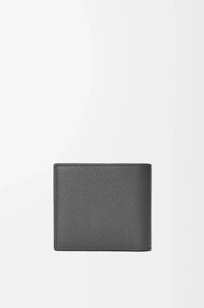 Cartera plegable para monedas en piel de becerro granulada suave color antracita Cartera plegable para monedas en piel de becerro granulada suave color antracita