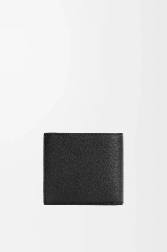 Cartera plegable para monedas en piel de becerro granulada suave, color negro Cartera plegable para monedas en piel de becerro granulada suave, color negro