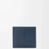 Cartera plegable para monedas en piel de becerro satinada teñida en índigo Cartera plegable para monedas en piel de becerro satinada teñida en índigo