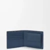 Cartera plegable para monedas en piel de becerro satinada teñida en índigo Cartera plegable para monedas en piel de becerro satinada teñida en índigo
