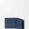 Cartera plegable para monedas en piel de becerro satinada teñida en índigo Cartera plegable para monedas en piel de becerro satinada teñida en índigo