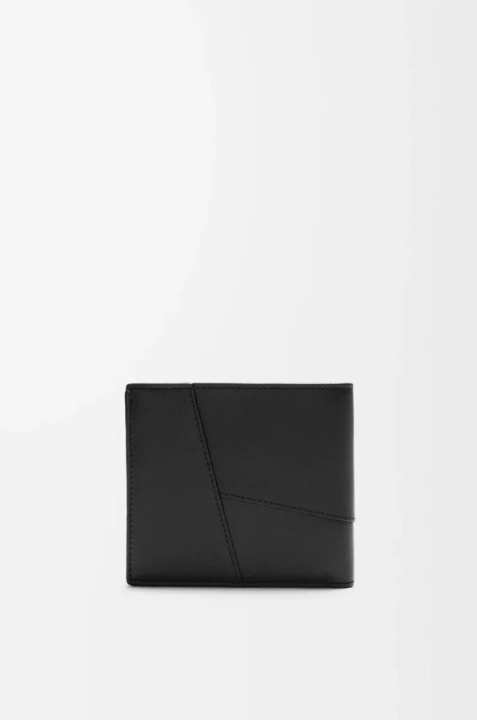 Cartera plegable Puzzle para monedas en piel de becerro clásica. Negro Cartera plegable Puzzle para monedas en piel de becerro clásica. Negro