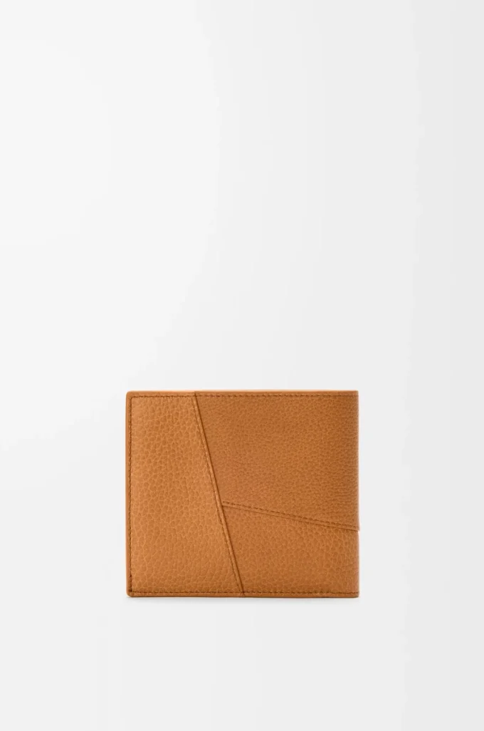 Cartera plegable Puzzle para monedas en piel de becerro granulada flexible, color marrón claro cañón Cartera plegable Puzzle para monedas en piel de becerro granulada flexible, color marrón claro cañón