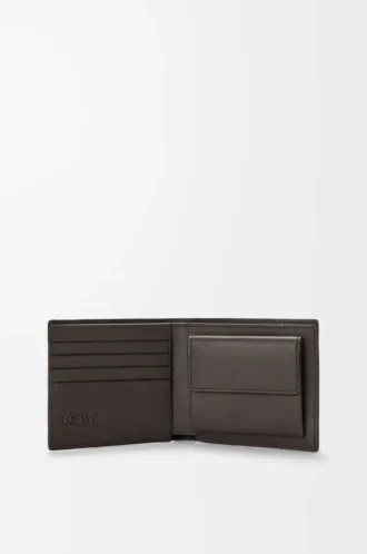 Cartera plegable Puzzle para monedas en piel de becerro granulada flexible Gris oscuro