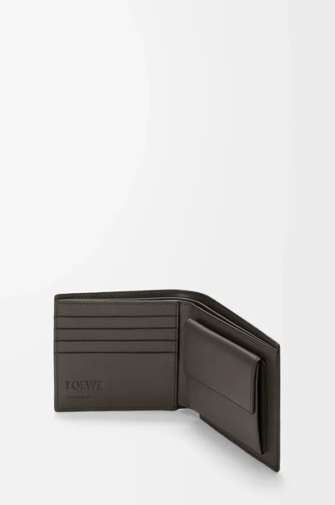 Cartera plegable Puzzle para monedas en piel de becerro granulada flexible Gris oscuro Cartera plegable Puzzle para monedas en piel de becerro granulada flexible Gris oscuro