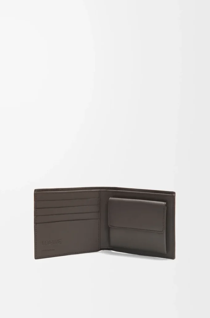 Cartera Puzzle con doble pliegue en piel de becerro clásica gris oscuro Cartera Puzzle con doble pliegue en piel de becerro clásica gris oscuro