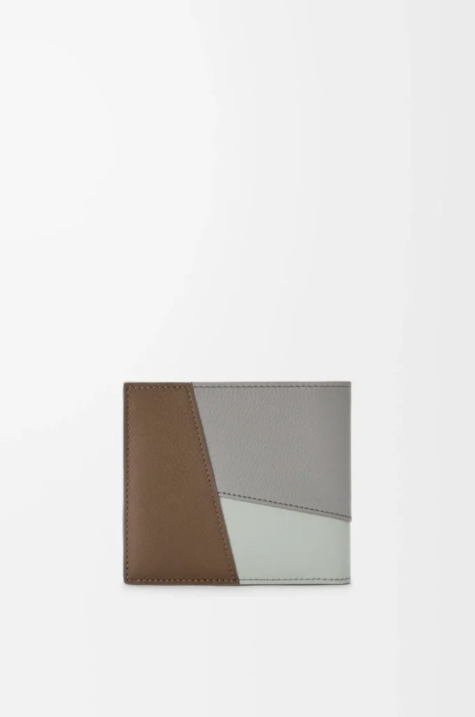 Cartera Puzzle con doble pliegue en piel de becerro clásica marrón invierno/gris ceniza Cartera Puzzle con doble pliegue en piel de becerro clásica marrón invierno/gris ceniza