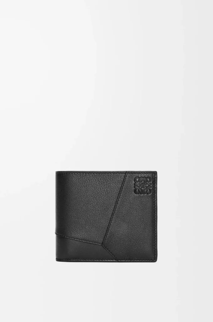 Cartera Puzzle con doble pliegue en piel de becerro clásica negra Cartera Puzzle con doble pliegue en piel de becerro clásica negra
