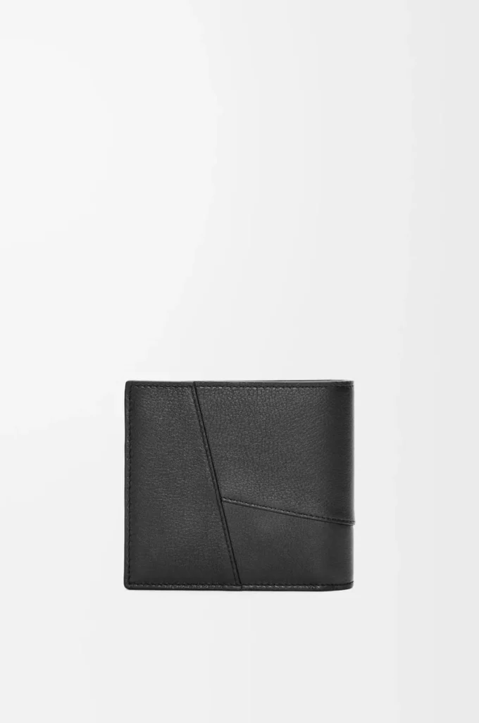 Cartera Puzzle con doble pliegue en piel de becerro clásica negra Cartera Puzzle con doble pliegue en piel de becerro clásica negra