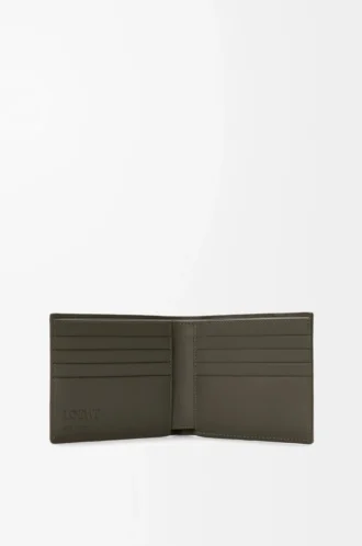 Cartera Puzzle de doble pliegue en piel de becerro clásica Dark Khaki