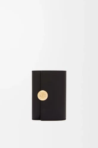Cartera vertical pequeña Pebble en piel de becerro napa brillante Black