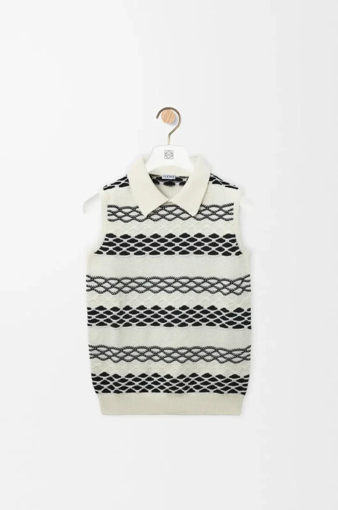Chaleco de jacquard de algodón negro/blanco Chaleco de jacquard de algodón negro/blanco