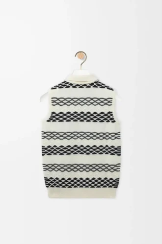 Chaleco de jacquard de algodón negro/blanco