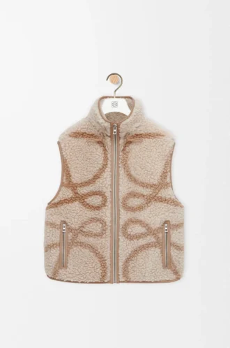 Chaleco de mezcla de lana Beige/Verde caqui