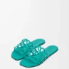Chanclas Petal Anagram en piel de becerro suave Turquesa Chanclas Petal Anagram en piel de becerro suave Turquesa