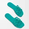 Chanclas Petal Anagram en piel de becerro suave Turquesa Chanclas Petal Anagram en piel de becerro suave Turquesa