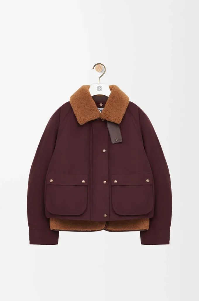 Chaqueta acolchada en mezcla de piel de oveja y algodón Burdeos Chaqueta acolchada en mezcla de piel de oveja y algodón Burdeos