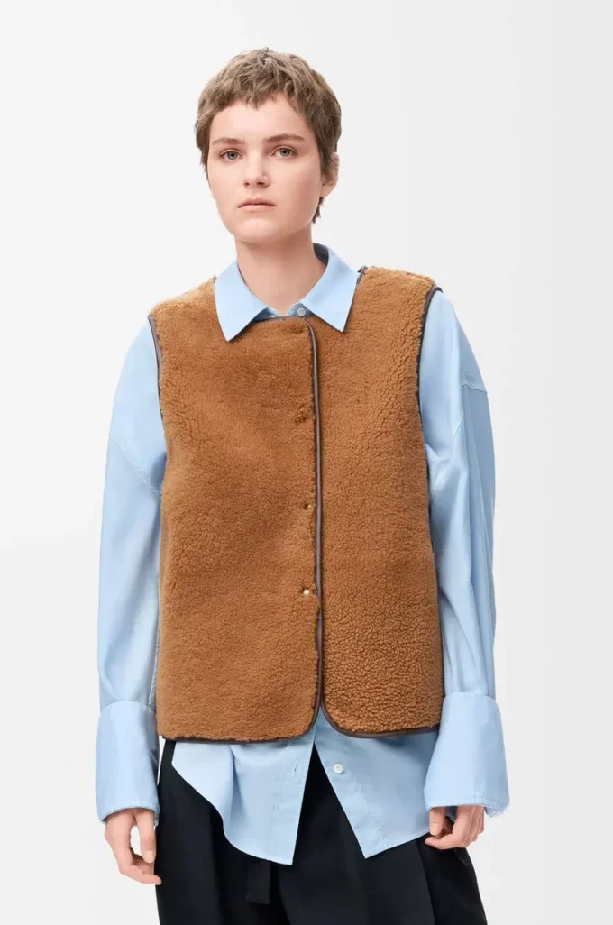 Chaqueta acolchada en mezcla de piel de oveja y algodón Burdeos Chaqueta acolchada en mezcla de piel de oveja y algodón Burdeos