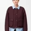 Chaqueta acolchada en mezcla de piel de oveja y algodón Burdeos Chaqueta acolchada en mezcla de piel de oveja y algodón Burdeos