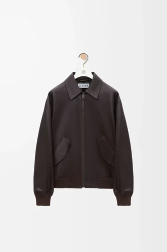 Chaqueta aviador en piel de ciervo color Oxblood