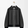 Chaqueta bomber de piel de cordero napa. Negro Chaqueta bomber de piel de cordero napa. Negro