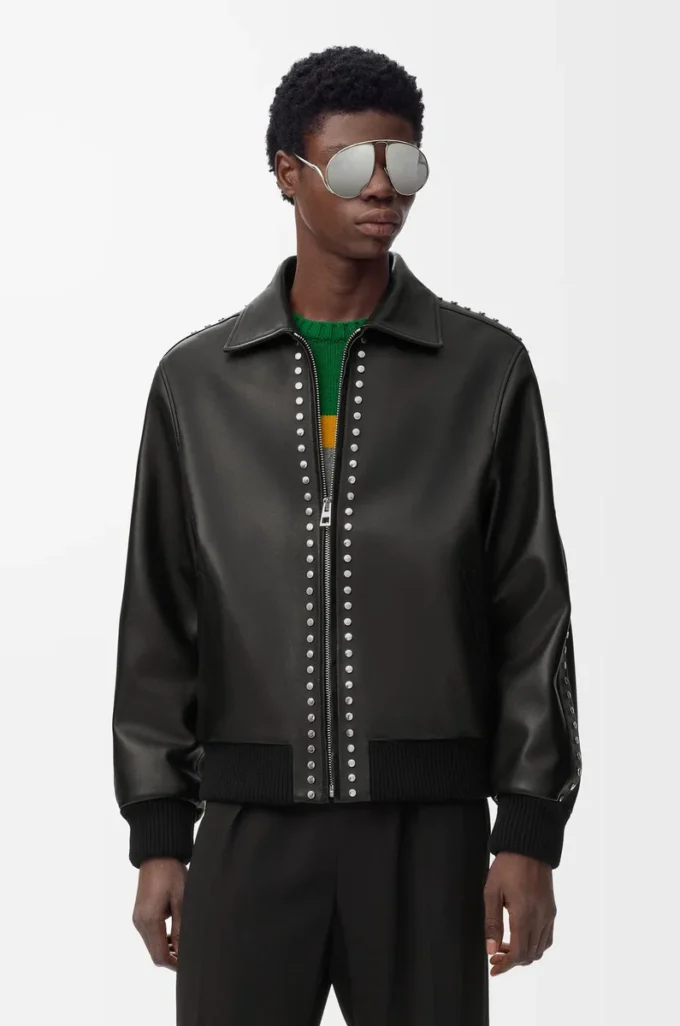 Chaqueta bomber de piel de cordero napa. Negro Chaqueta bomber de piel de cordero napa. Negro