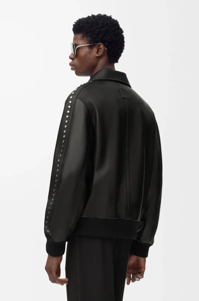 Chaqueta bomber de piel de cordero napa. Negro Chaqueta bomber de piel de cordero napa. Negro
