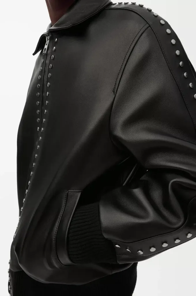 Chaqueta bomber de piel de cordero napa. Negro Chaqueta bomber de piel de cordero napa. Negro
