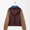 Cazadora bomber de nylon, piel de cordero napa y piel de becerro ante. Marrón Cazadora bomber de nylon, piel de cordero napa y piel de becerro ante. Marrón