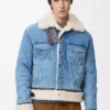 Chaqueta camionera en denim y piel de oveja azul denim Chaqueta camionera en denim y piel de oveja azul denim