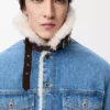 Chaqueta camionera en denim y piel de oveja azul denim Chaqueta camionera en denim y piel de oveja azul denim