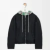 Chaqueta con capucha de poliéster y seda Verde/Rojo Chaqueta con capucha de poliéster y seda Verde/Rojo