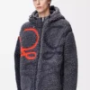 Chaqueta con capucha en mezcla de lana azul marino/naranja Chaqueta con capucha en mezcla de lana azul marino/naranja