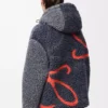 Chaqueta con capucha en mezcla de lana azul marino/naranja Chaqueta con capucha en mezcla de lana azul marino/naranja
