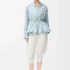 Chaqueta con capucha en tafetán de mezcla de seda Blanco/Azul Chaqueta con capucha en tafetán de mezcla de seda Blanco/Azul