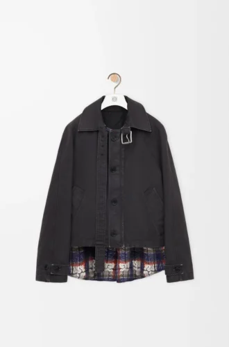 Chaqueta con cinturón de algodón antracita