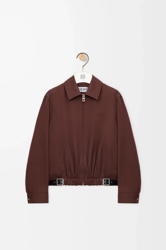 Chaqueta con cinturón de algodón y seda Café Chaqueta con cinturón de algodón y seda Café