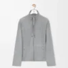 Chaqueta con cremallera de ante de cordero gris claro Chaqueta con cremallera de ante de cordero gris claro