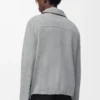 Chaqueta con cremallera de ante de cordero gris claro Chaqueta con cremallera de ante de cordero gris claro