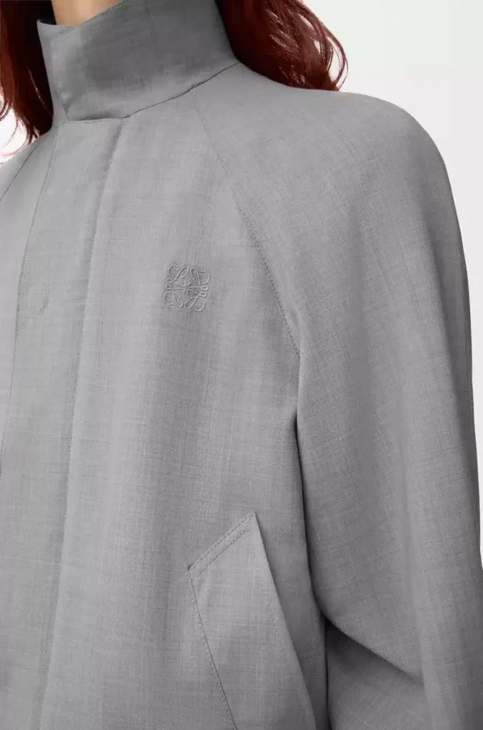 Chaqueta con cremallera de lana Gris claro Chaqueta con cremallera de lana Gris claro